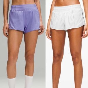 Lululemon Hotty Hot Shorts 2.5” (dark lavender and white)